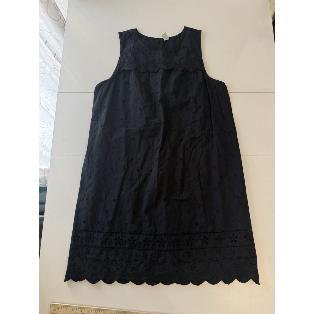Old Navy Black Sleeveless Tank Dress XL Tall Cotton Eyelet Lined